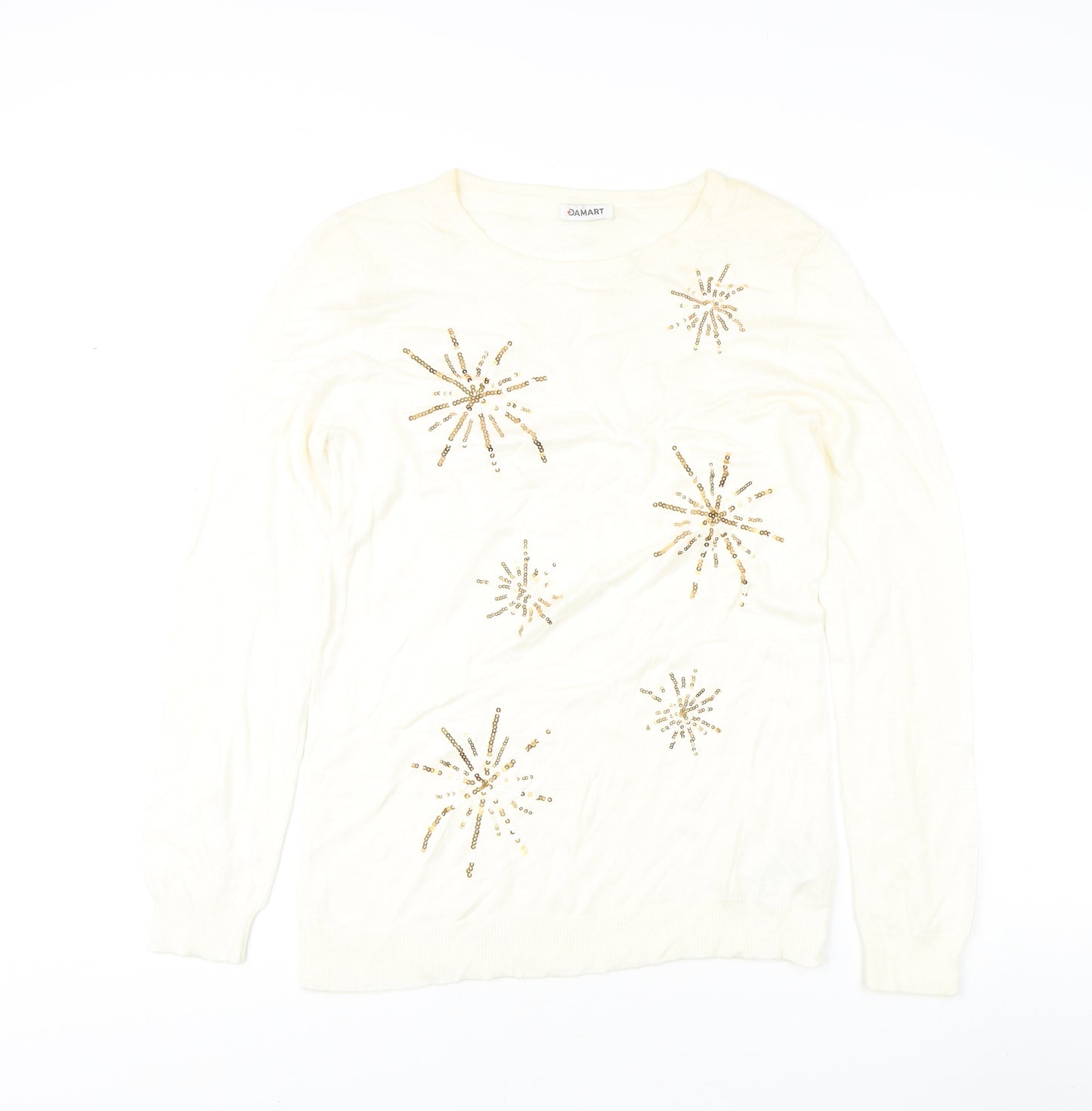 Damart Ivory Sequin Women's S Pullover Jumper