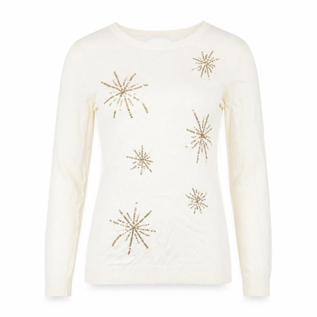 Front view of Damart Ivory Sequin Women's S jumper