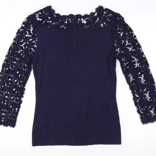 Phase Eight Women's Blue Lace 3/4 Sleeve Top Size 10