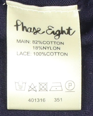 Phase Eight Women's Blue Lace 3/4 Sleeve Top Size 10