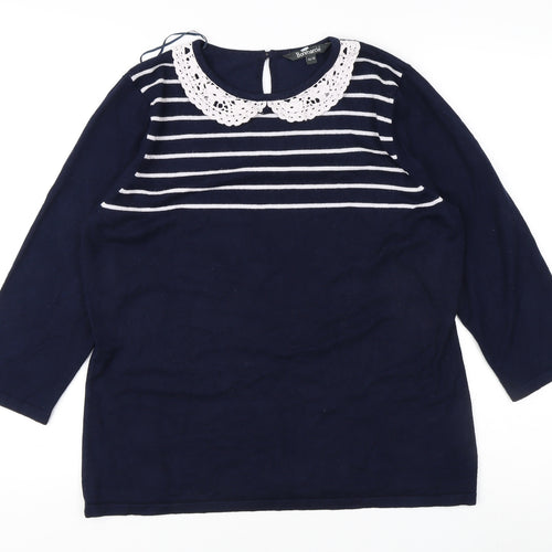 Bonmarche Women's Blue Striped Pullover Jumper, Size 16/18