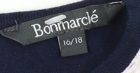 Bonmarche Women's Blue Striped Pullover Jumper, Size 16/18