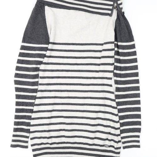 Lipsy Women's Grey Striped Pullover Jumper, Size 8