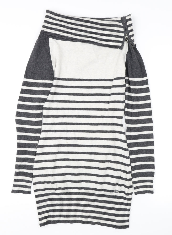Lipsy Women's Grey Striped Pullover Jumper, Size 8