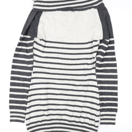 Lipsy Women's Grey Striped Pullover Jumper, Size 8