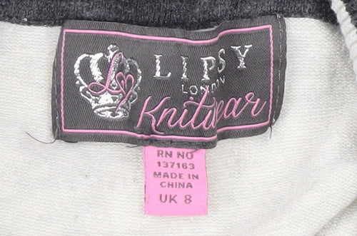 Lipsy Women's Grey Striped Pullover Jumper, Size 8