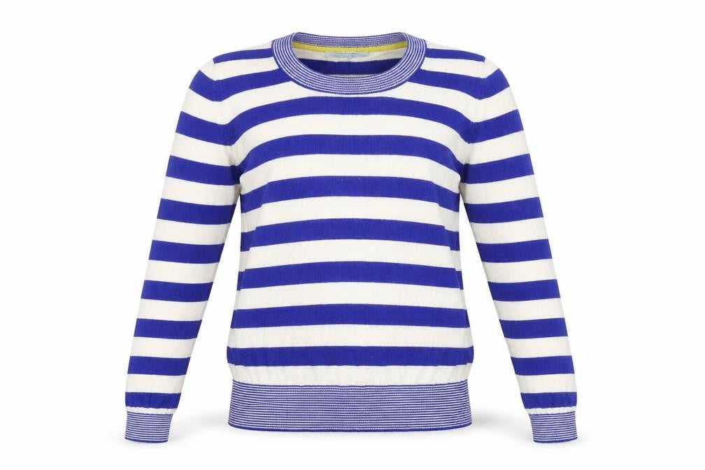Front view of Dickins & Jones Women's Blue Stripe XS jumper