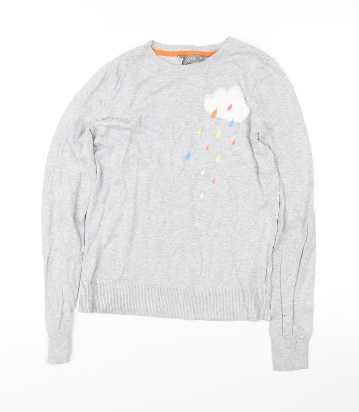 Oasis Women's Grey XS Pullover Jumper, Nature Theme