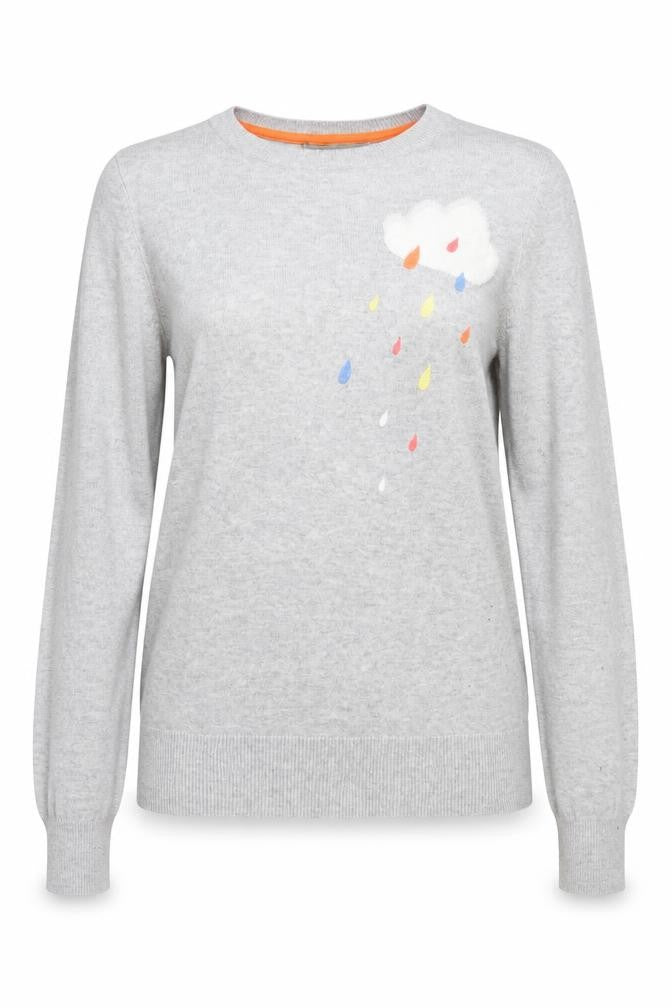 Front view of Oasis Women's Grey XS jumper, Nature Theme
