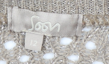 Soon Women's Beige Shrug Knit Cotton Size 12