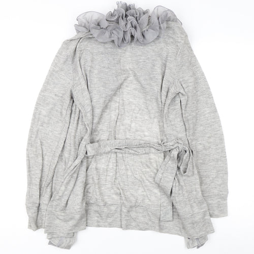 Modo Women's Grey Ruffle Knit Cardigan S