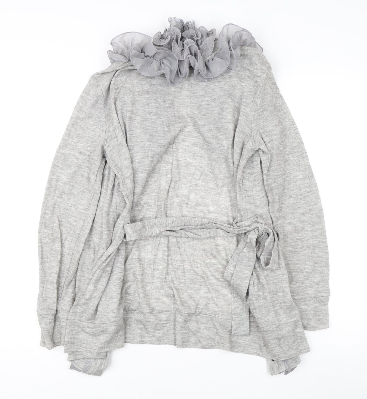 Modo Women's Grey Ruffle Knit Cardigan S