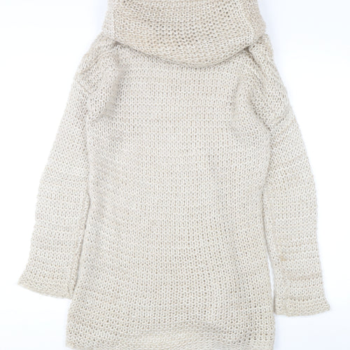 Topshop Women's Beige Open-Knit Jumper, Size 8