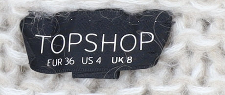Topshop Women's Beige Open-Knit Jumper, Size 8