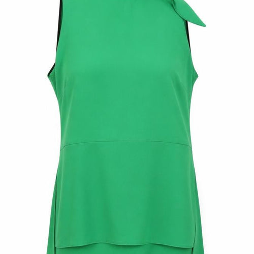 Zara Woman Green Sleeveless Blouse, Bow Tie Neck, M