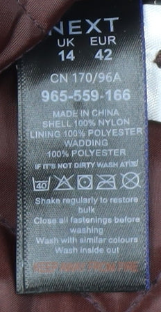 Next Women's Brown Quilted Long Belted Coat Size 14