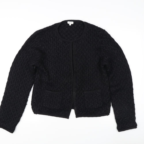 Pablo Women's Black Cardigan M Cable-Knit Round Neck