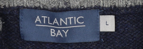 Atlantic Bay Men's Blue Pullover Jumper, Size L