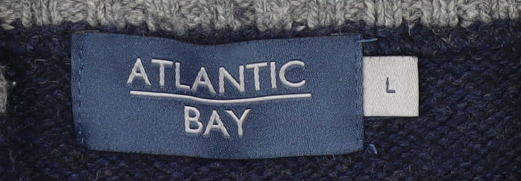 Atlantic Bay Men's Blue Pullover Jumper, Size L