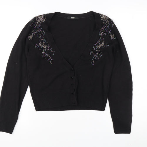 Marks and Spencer Women's Black Embroidered Cardigan Size 8