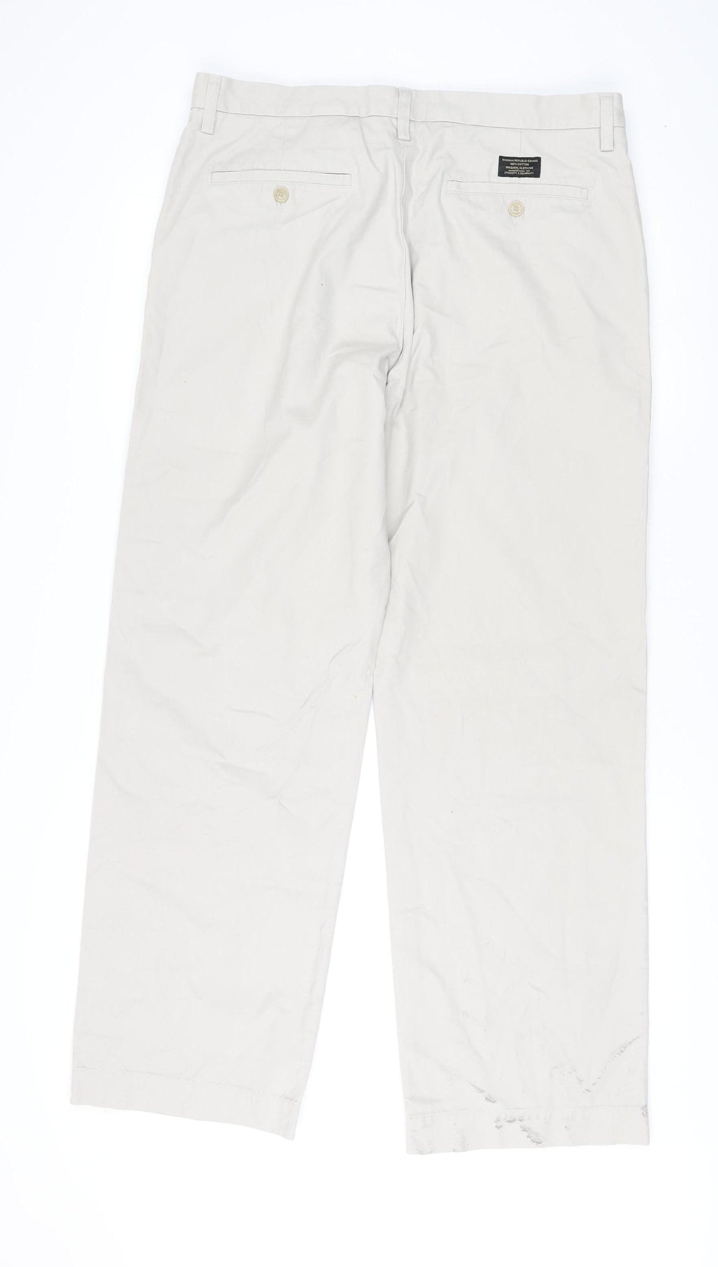Banana Republic Men's Beige Chino Relaxed Fit Trousers