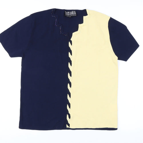 Casamia Exclusive Women's Blue Beige Top, M, Colourblock Style