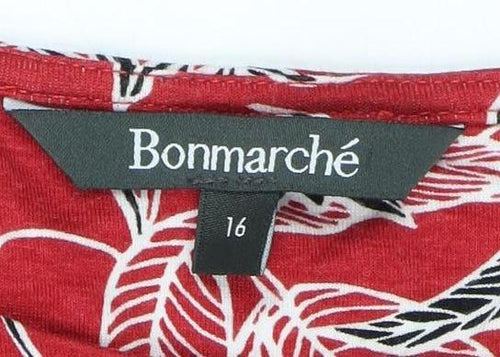 Bonmarché Women's Red Floral Dress Size 16