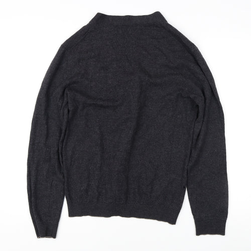 Mango Men's XL Black Cardigan Wool Knit V-Neck