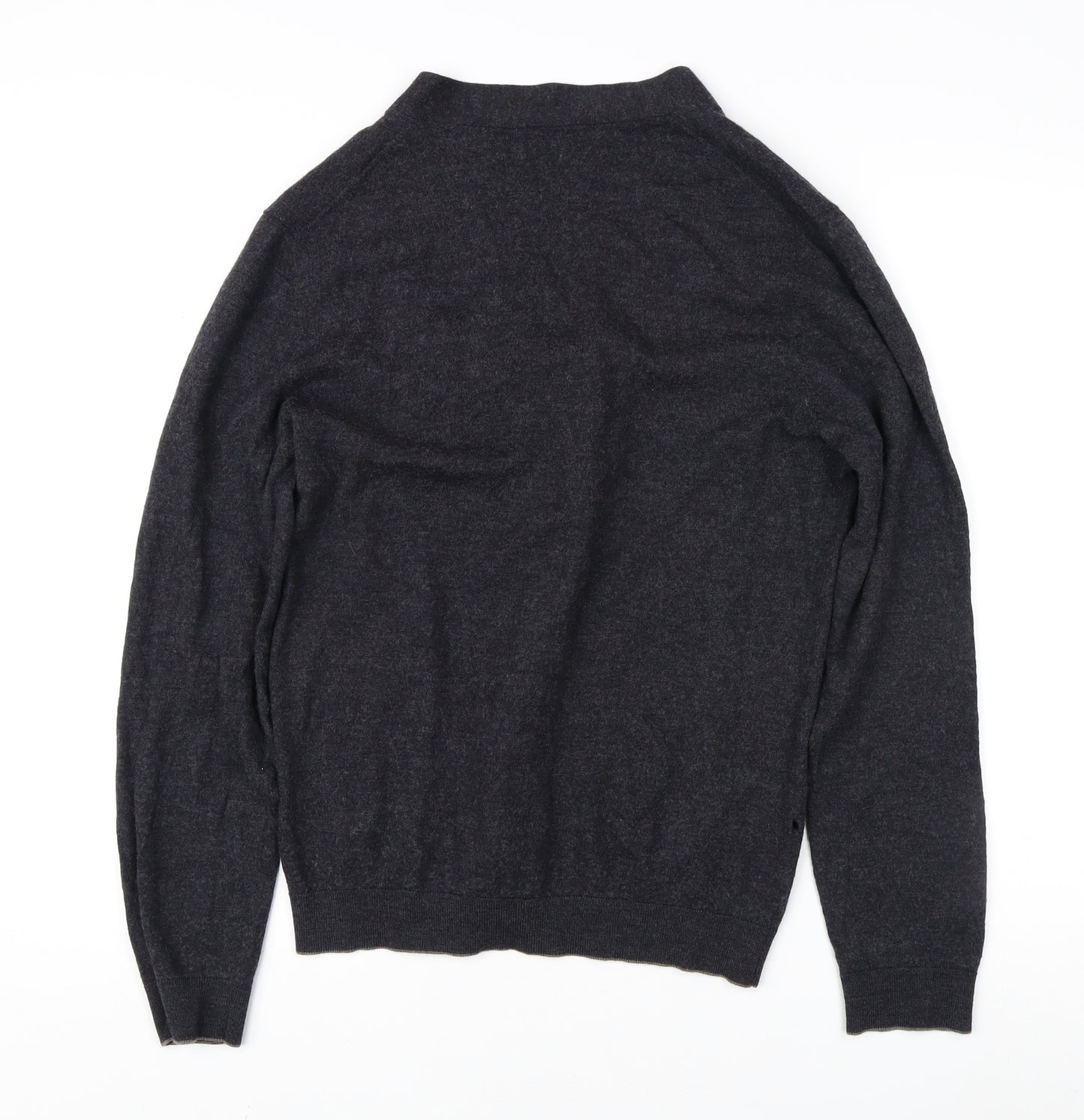 Mango Men's XL Black Cardigan Wool Knit V-Neck