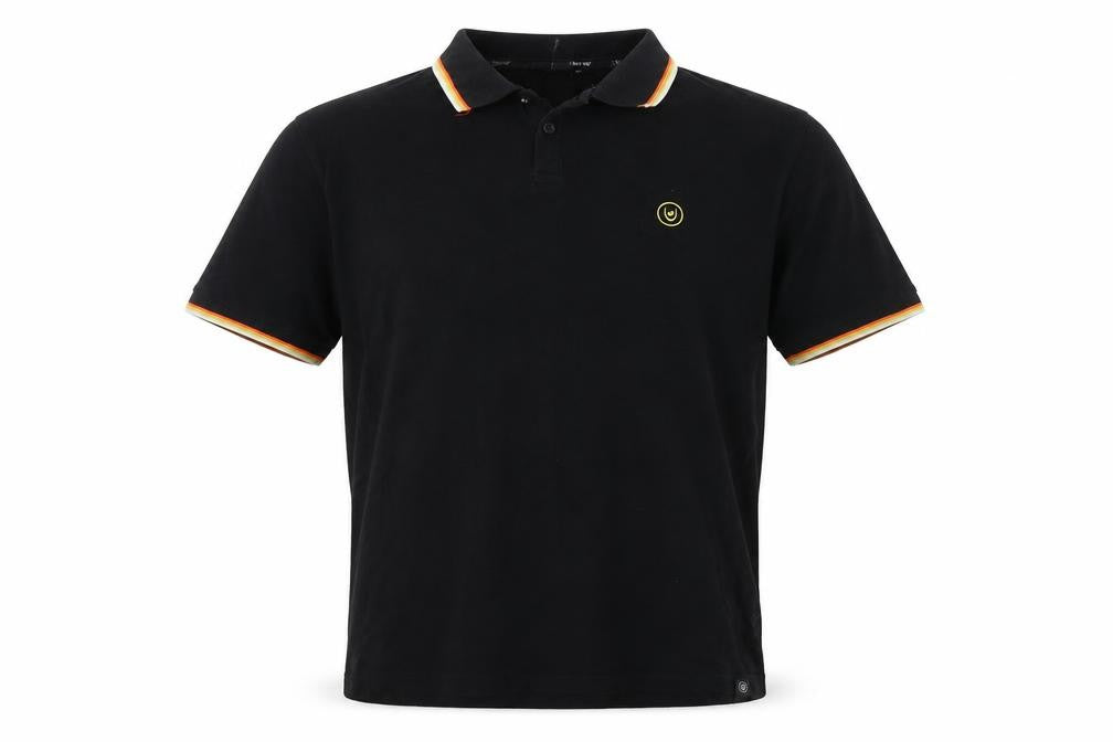 Front view of Dock and Cover Men's Black Polo Shirt -, size L