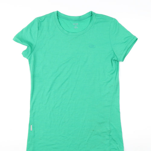 Icebreaker Women's Green Wool Crew Neck T-Shirt - M