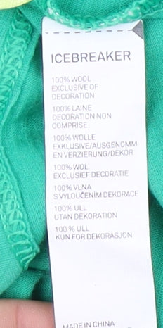 Icebreaker Women's Green Wool Crew Neck T-Shirt - M