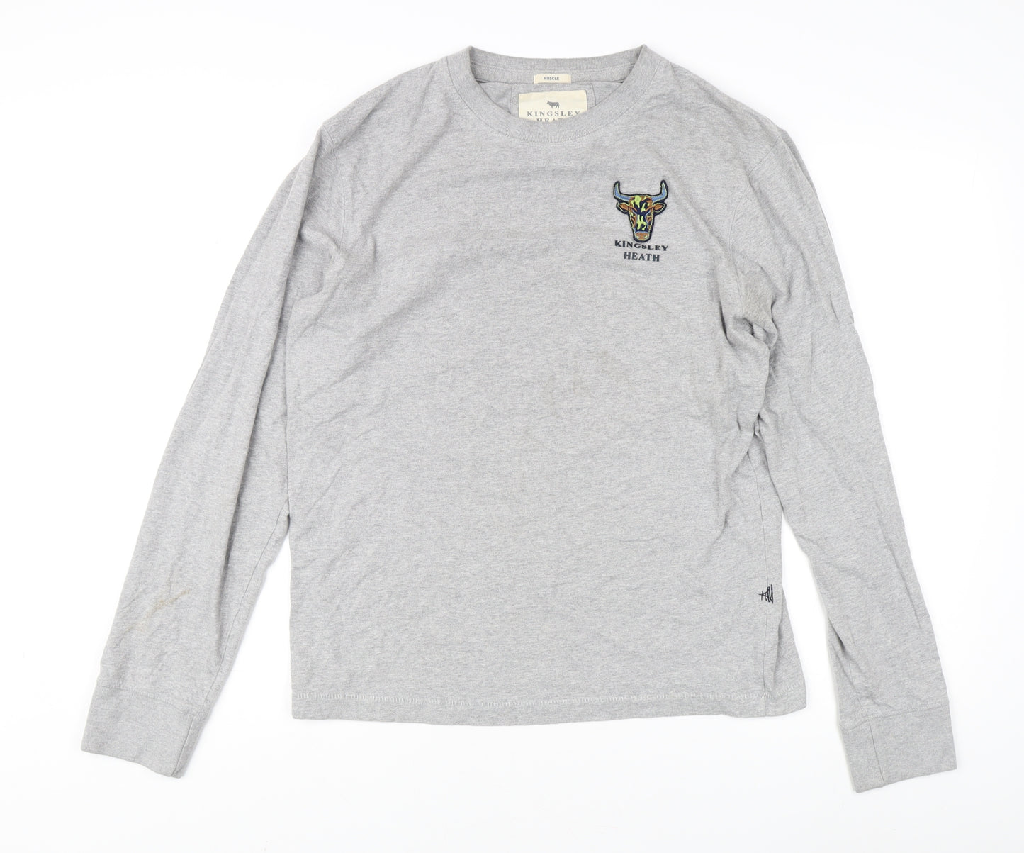 Kingsley Heath Men's Grey L Long Sleeve Cotton T-Shirt