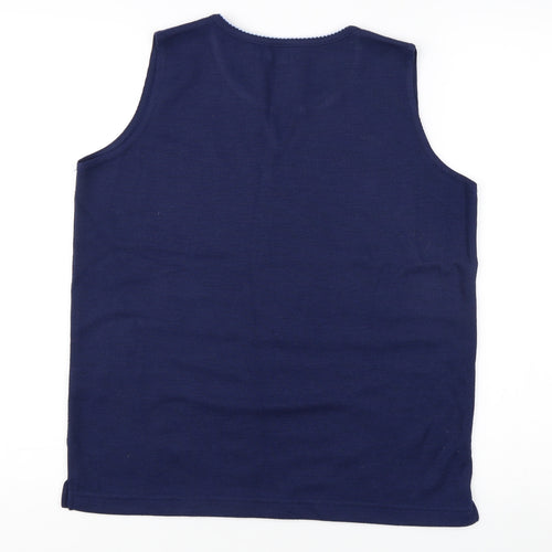 Bonmarche Women's Blue Embroidered Tank Top S