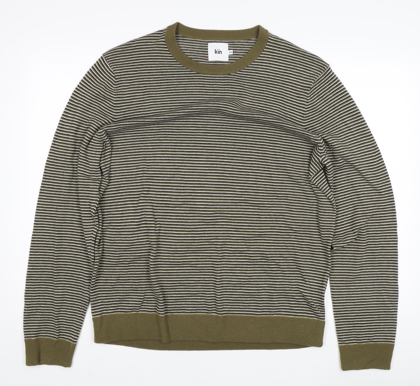 Kin Men's Green 2XL Striped Pullover Jumper