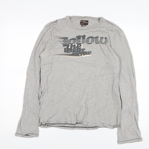 Energie Men's Grey Graphic Long Sleeve T-Shirt M