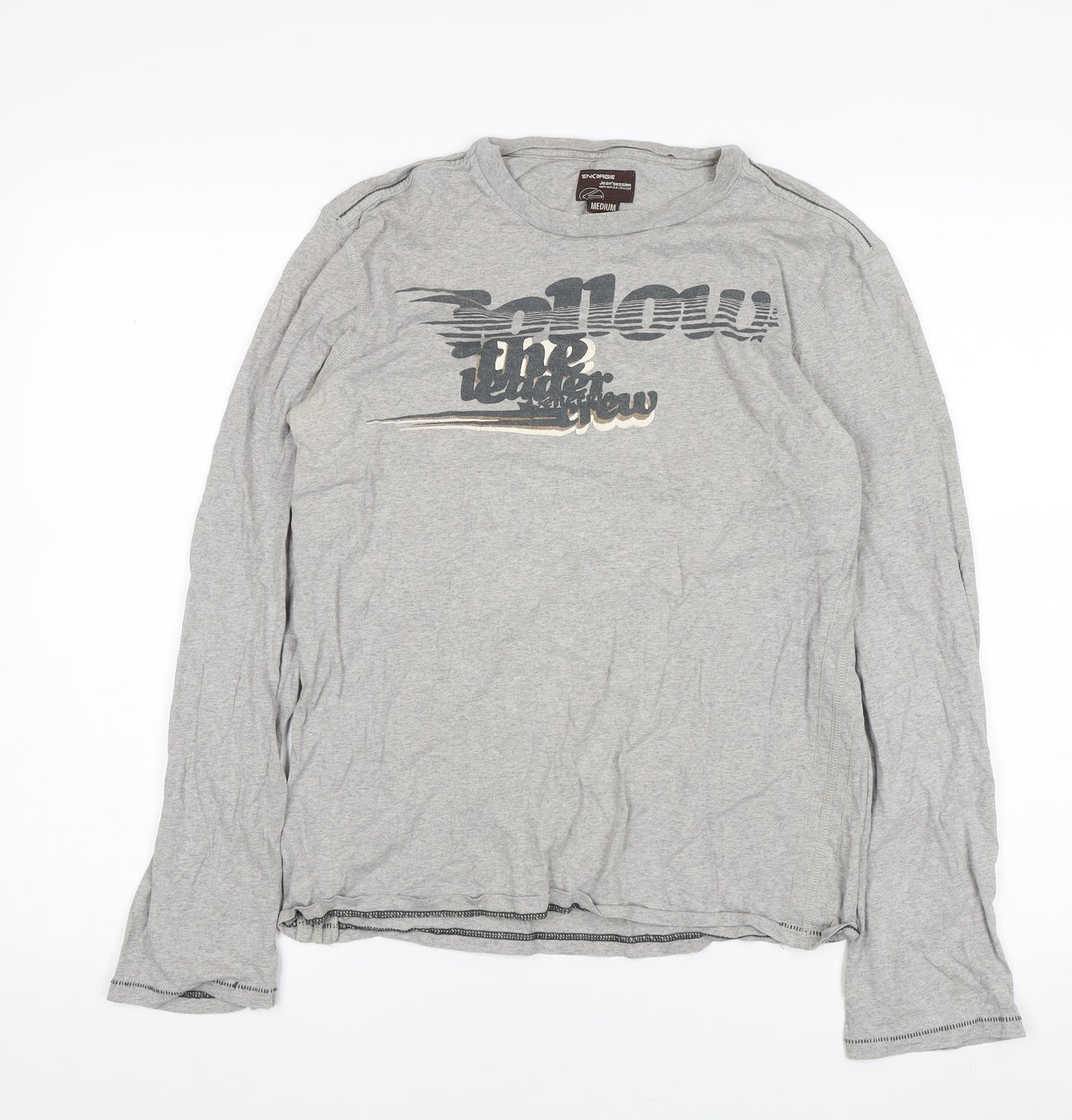 Energie Men's Grey Graphic Long Sleeve T-Shirt M