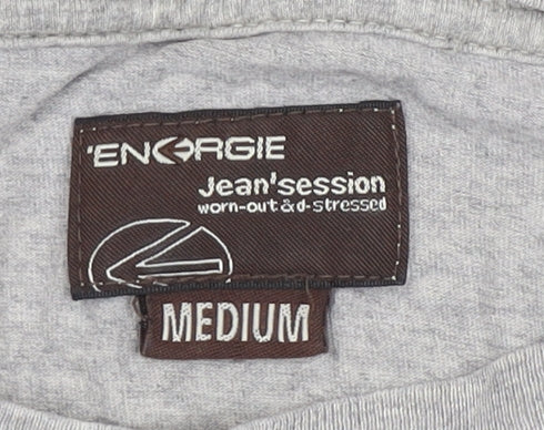 Energie Men's Grey Graphic Long Sleeve T-Shirt M