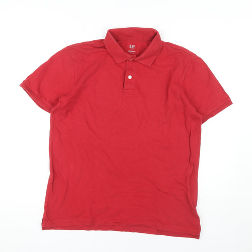 GAP Men's Red Polo Shirt Medium Stretch Cotton Solid