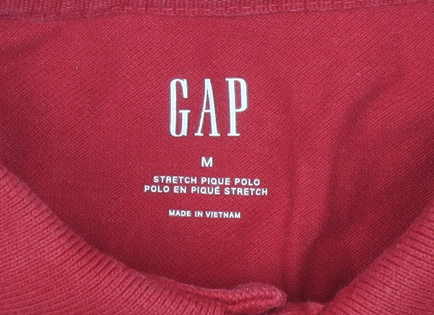 GAP Men's Red Polo Shirt Medium Stretch Cotton Solid