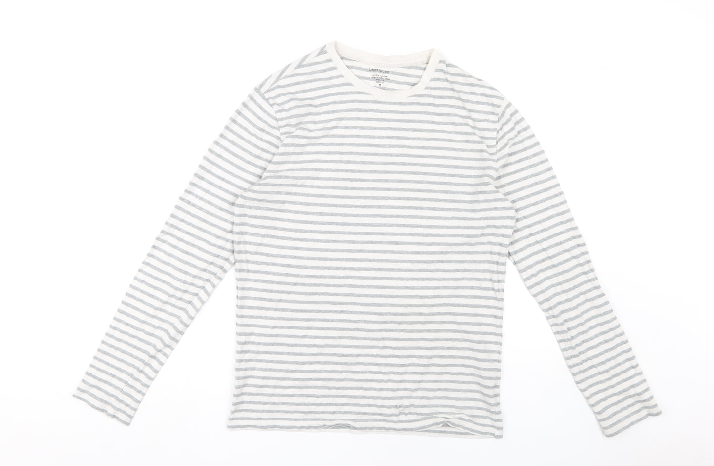 Banana Republic Women's White Stripe Long Sleeve Jersey T-Shirt