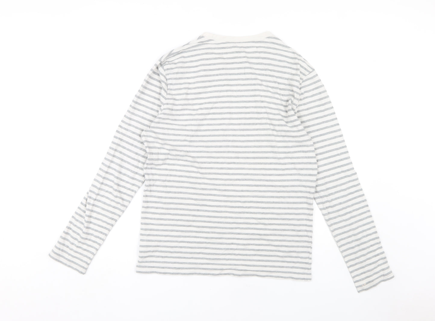 Banana Republic Women's White Stripe Long Sleeve Jersey T-Shirt