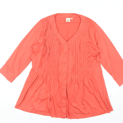 Cotton Traders Women's Orange Blouse, Size 12, V-Neck
