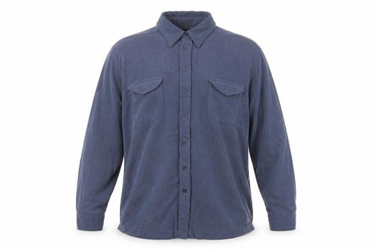 Front view of Marks & Spencer unisex blue button-up shirt, size 14