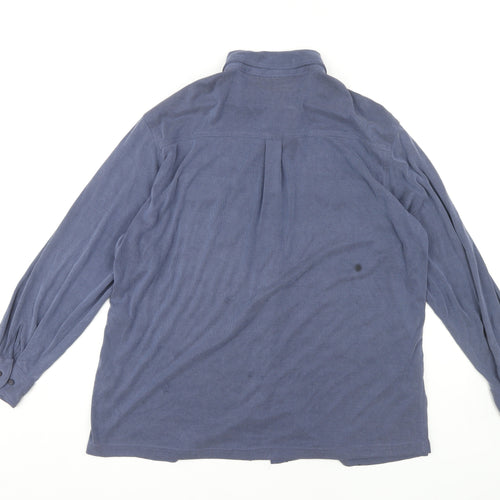 Marks and Spencer Unisex Blue Button-Up Shirt Size 14