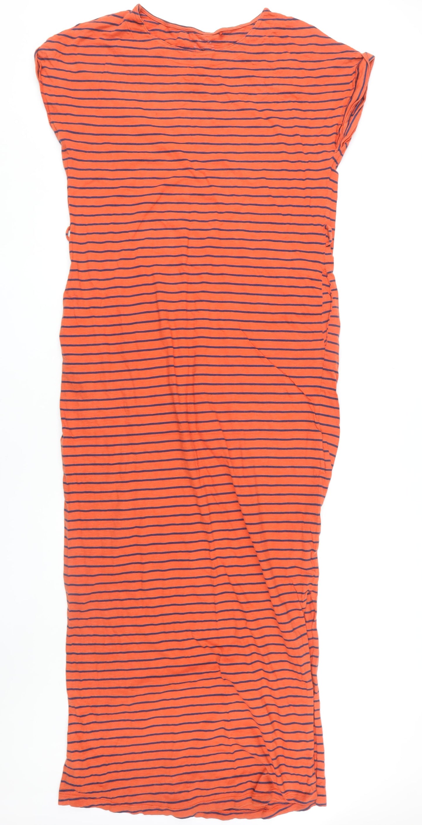 Next Women's Orange Striped Midi T-Shirt Dress Size 16 Tall