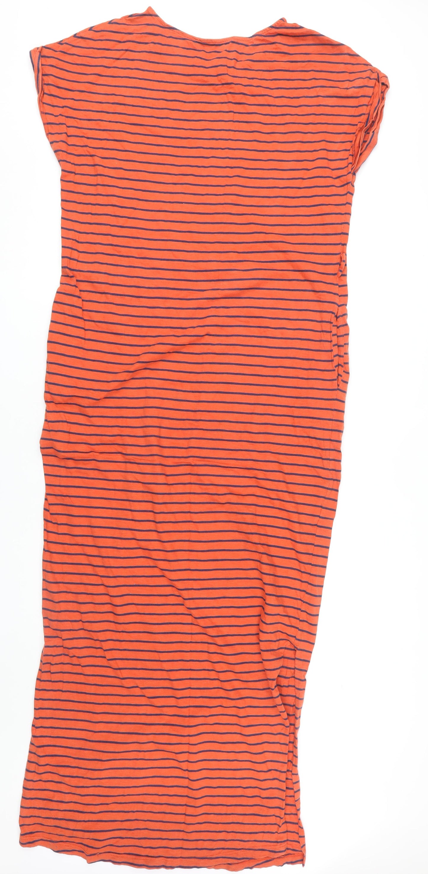 Next Women's Orange Striped Midi T-Shirt Dress Size 16 Tall