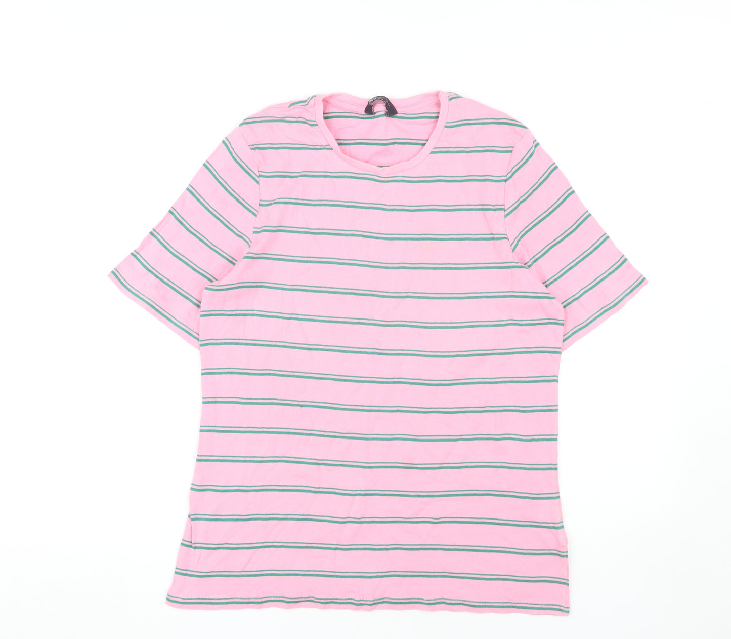 Marks & Spencer Women's Pink Striped T-Shirt Size 16