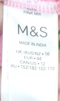 Marks & Spencer Women's Pink Striped T-Shirt Size 16