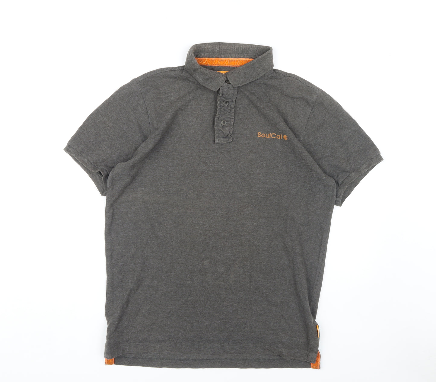 SoulCal Grey Polo for Men, Medium, Short Sleeve, Casual
